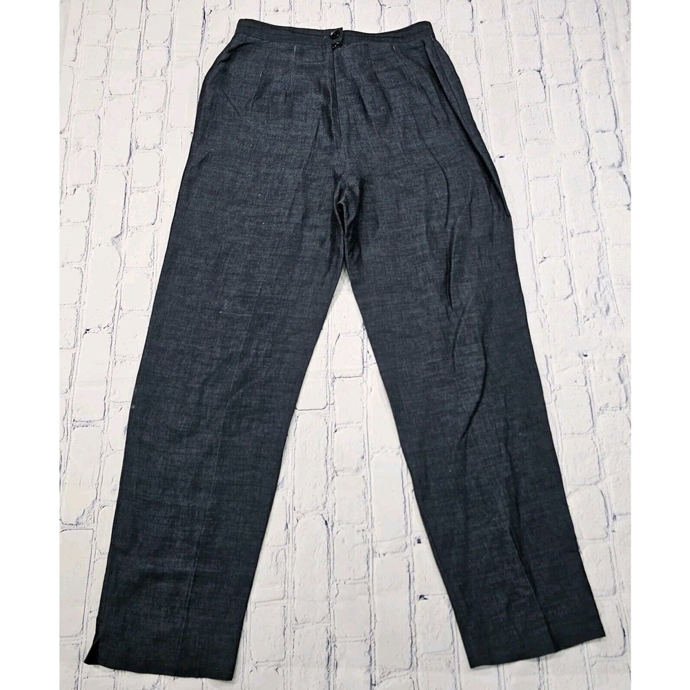 Vintage Gianni Blue Dress Pants Made USA Linen Blend WOMENS SIZE 8